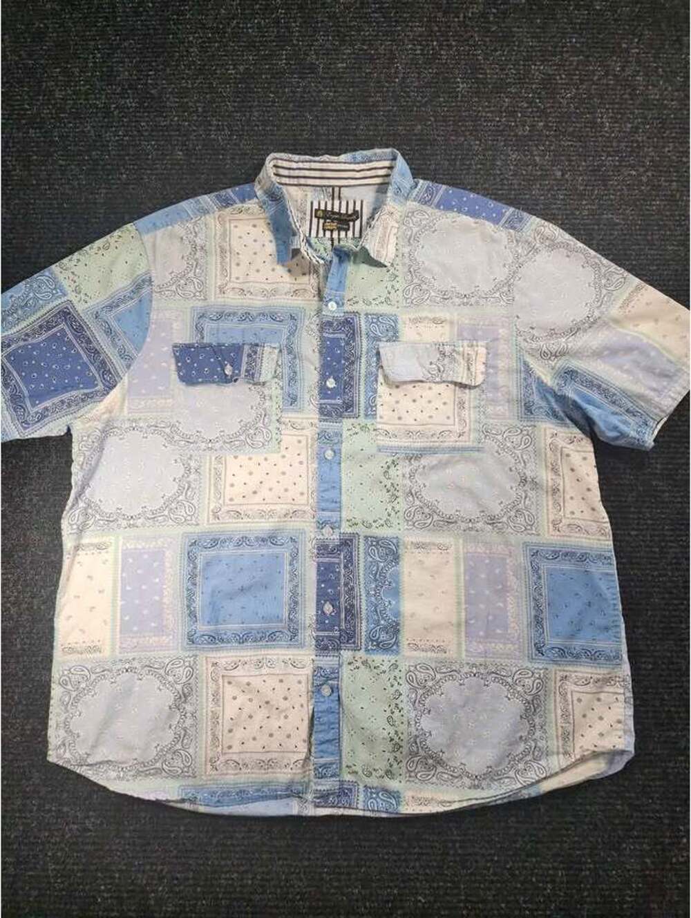 English Laundry Patchwork Bandana Paisley Short Sleeve Shirt XXL